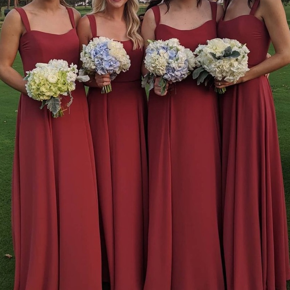 Amsale Alexis Long Chiffon Dress Size 6 Extra Length in Cayenne